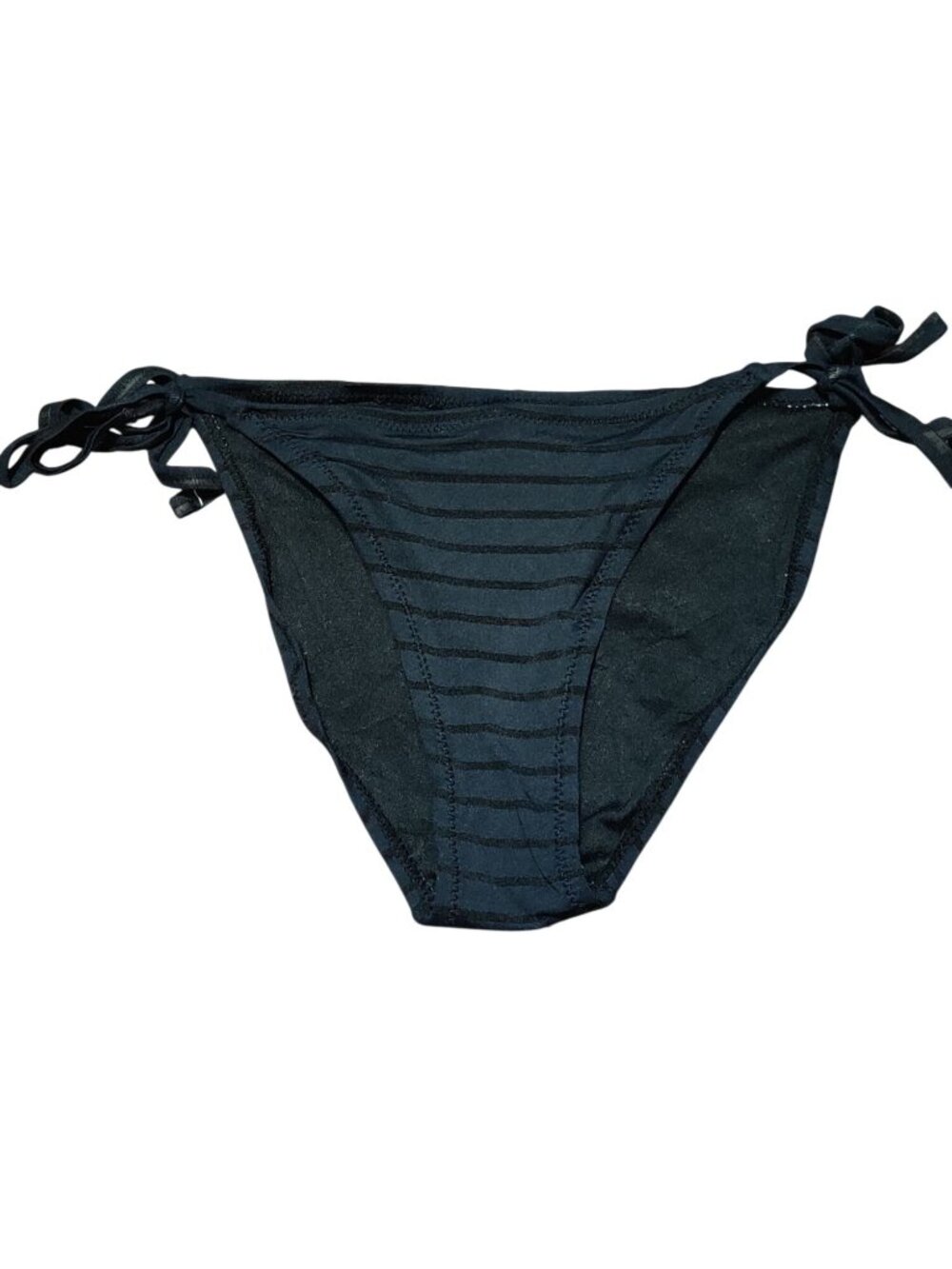 Forever 21 Size Small Swim Bottom Black Stripe Side Tie Ruched Back Bikini Beach